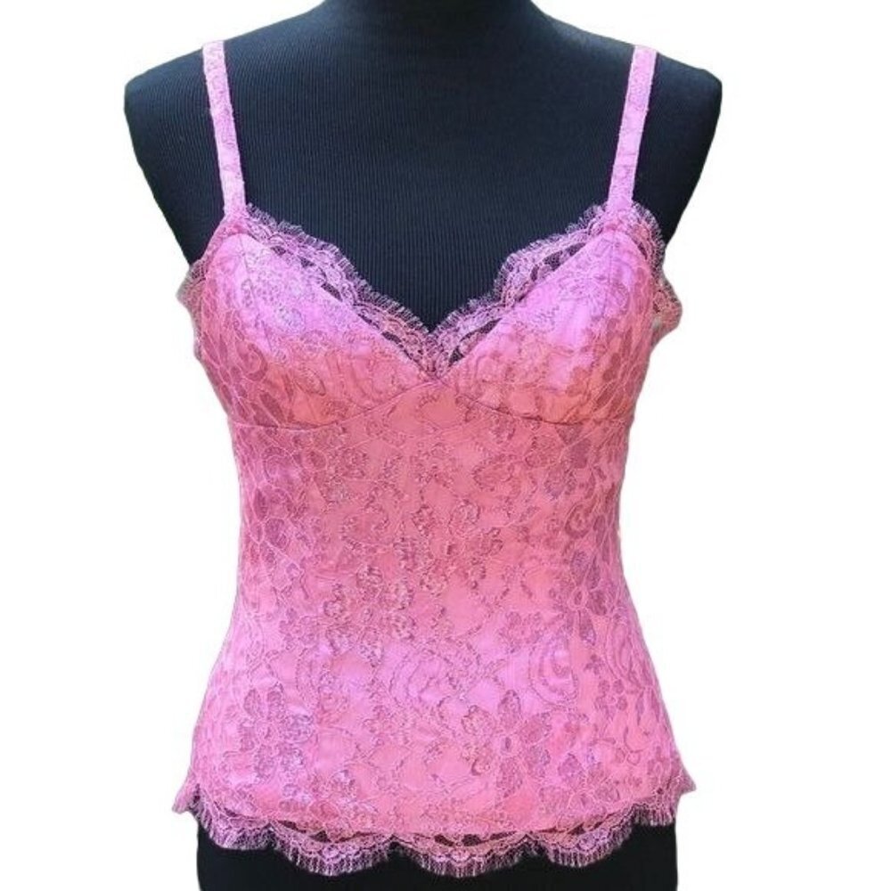 Vintage 90s Milly Pink Lace & Satin Cami Camisole XS